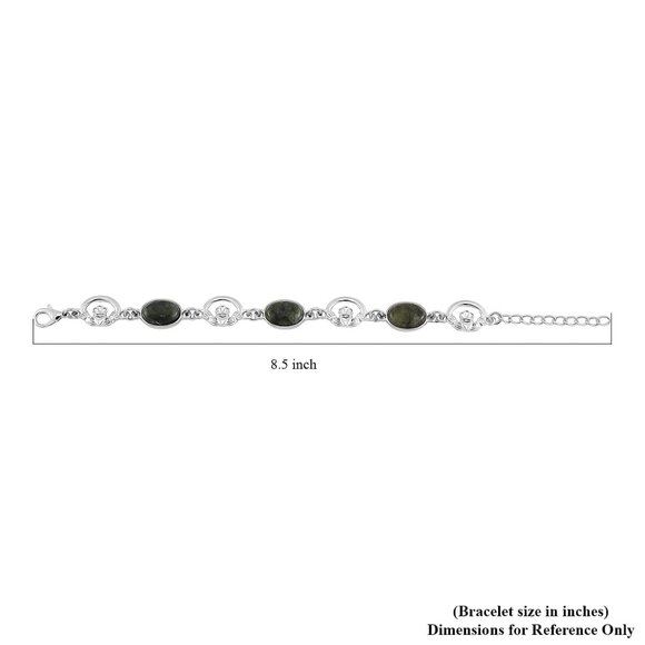 Bracelet Connemara Marble 30.00 ctw Claddagh Silvertone 7-9 inches - Picture 5 of 5